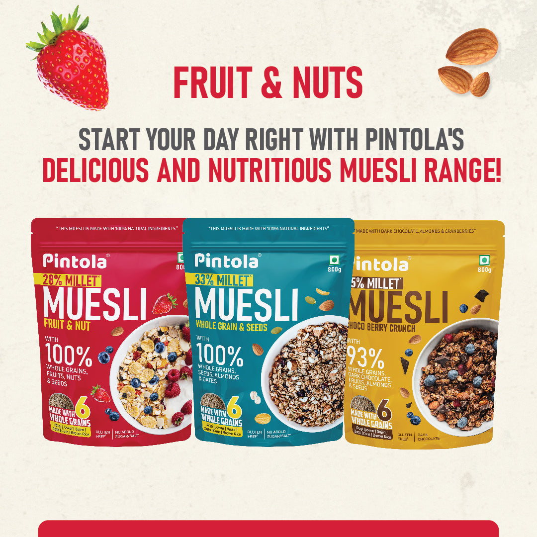 Fruit &amp; Nut Muesli with 68% Whole Grains (28% Millet), 20% fruits &amp; 12% nuts