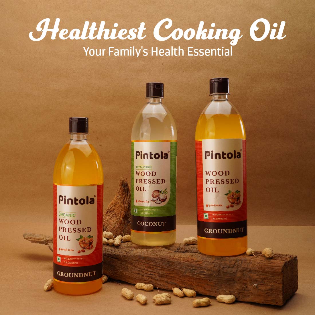 Pintola Extra Virgin Coconut WoodPressed Oil - Cold Pressed and Unrefined