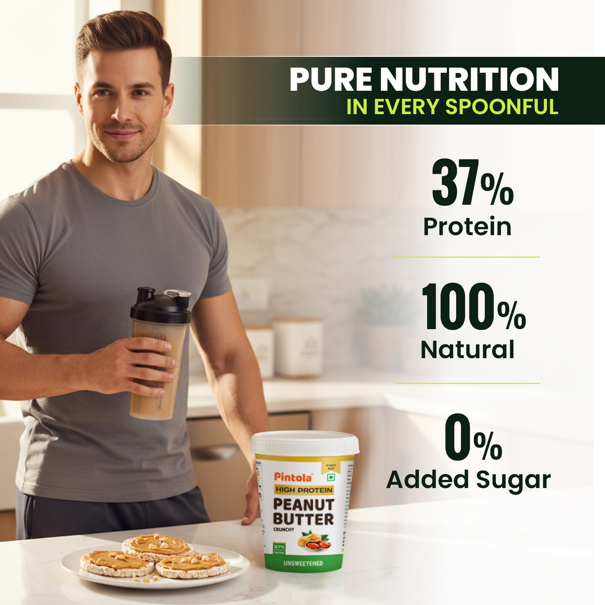 High Protein All Natural Unsweetened Peanut Butter