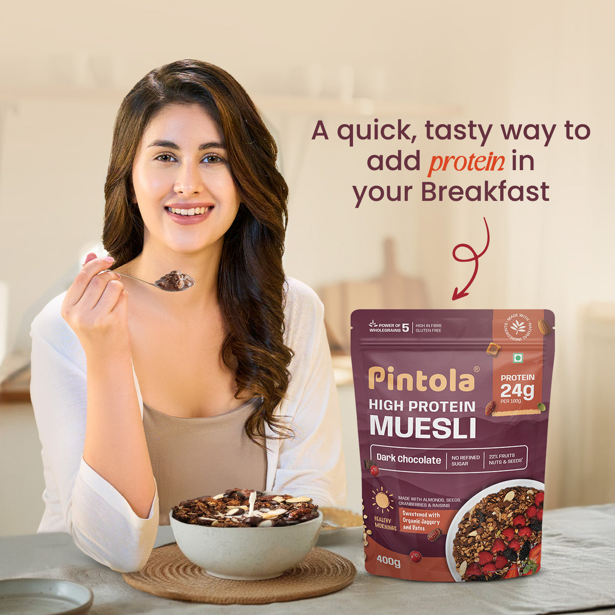 High Protein Dark Chocolate &amp; Cranberry Muesli