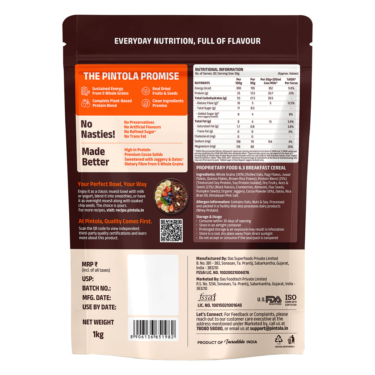 High Protein Dark Chocolate & Cranberry Muesli
