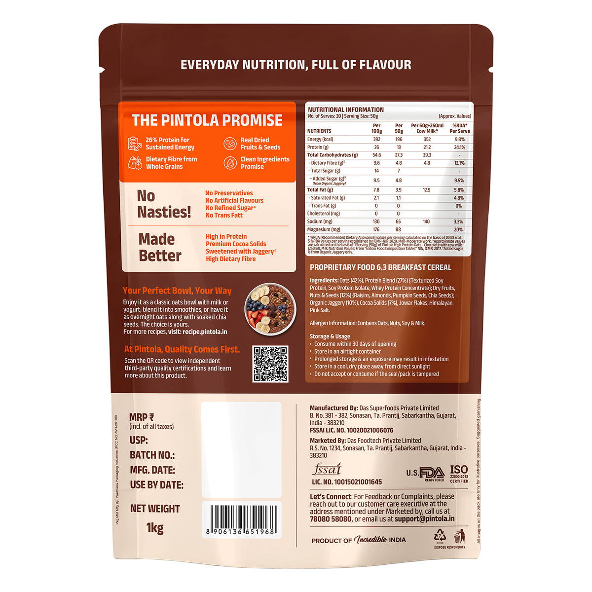 High Protein Dark Chocolate Oats