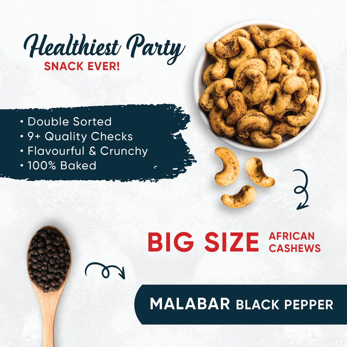 Premium Cashews Black Pepper flavoured | Dry Roasted