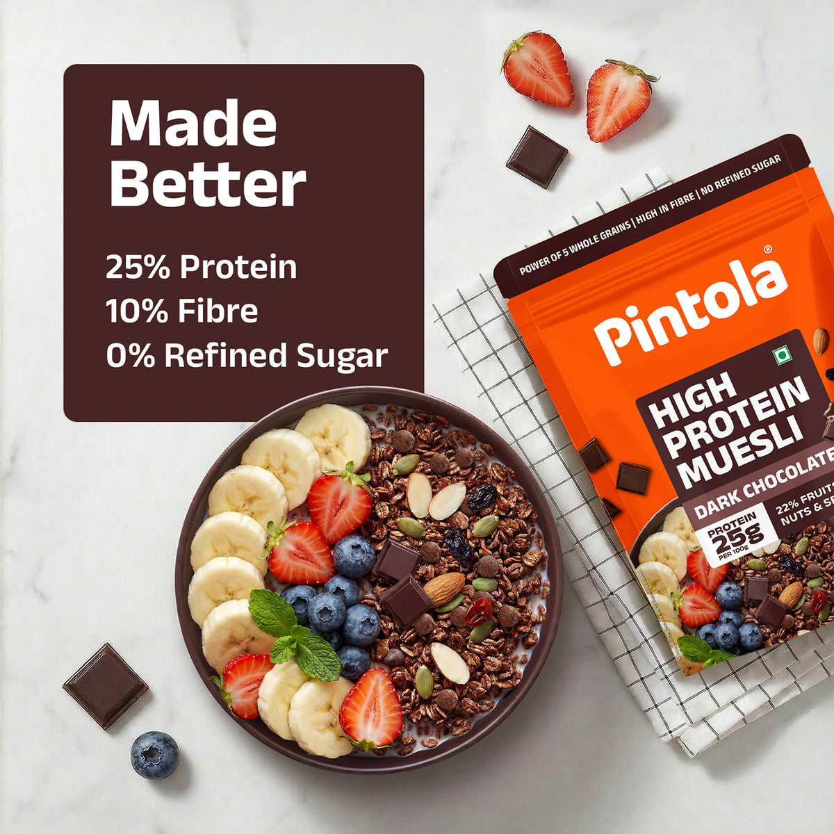 High Protein Dark Chocolate & Cranberry Muesli