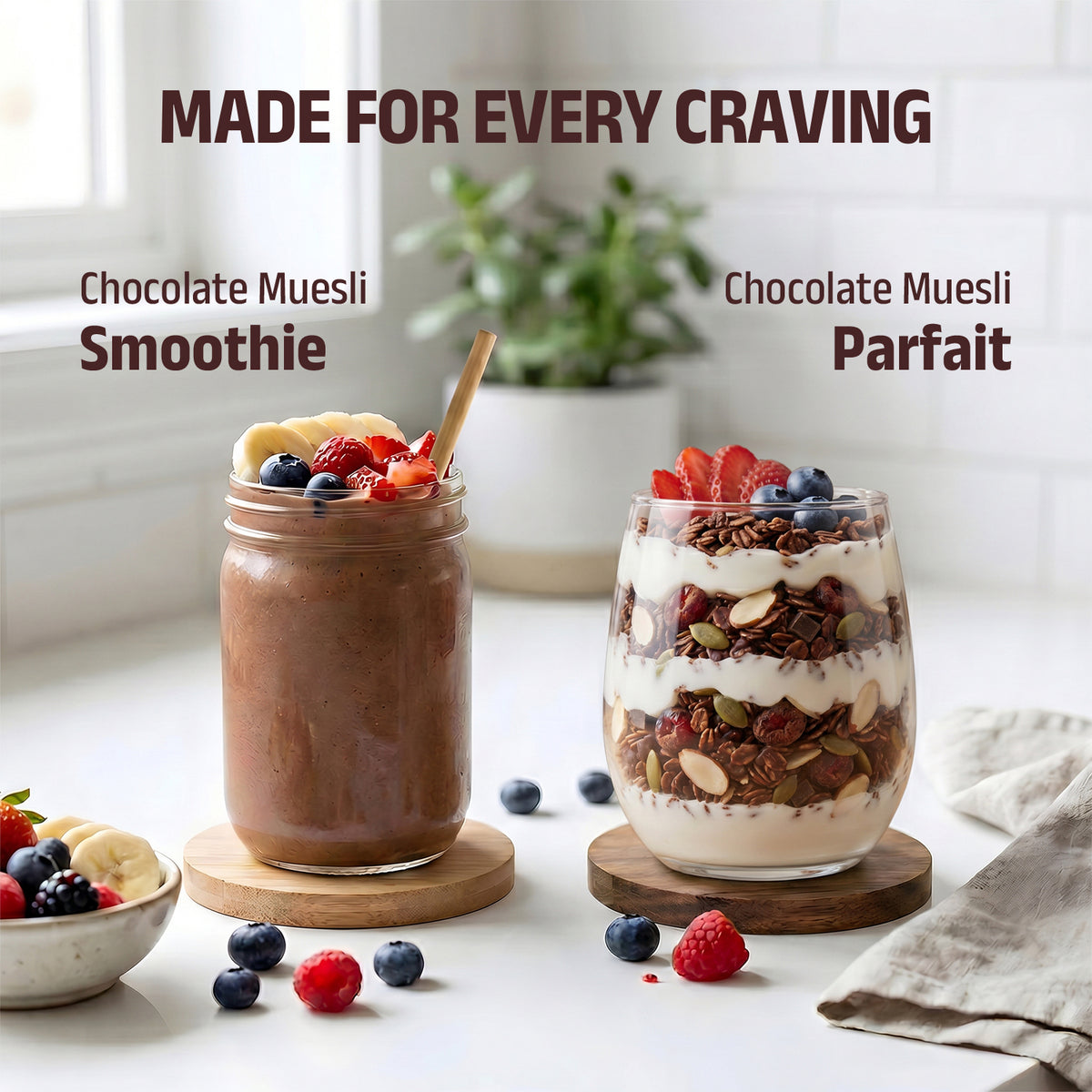 High Protein Dark Chocolate & Cranberry Muesli