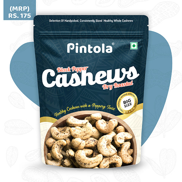 Premium Cashews Black Pepper flavoured | Dry Roasted