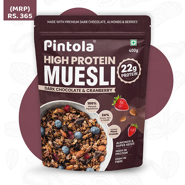 High Protein Muesli Dark Chocolate &amp; Cranberry, With Brown Sugar, 22g Protein