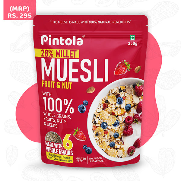 Fruit &amp; Nut Muesli with 68% Whole Grains (28% Millet), 20% fruits &amp; 12% nuts