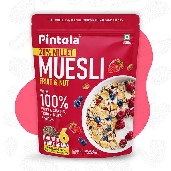 Fruit &amp; Nut Muesli with 68% Whole Grains (28% Millet), 20% fruits &amp; 12% nuts