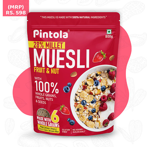 Fruit &amp; Nut Muesli with 68% Whole Grains (28% Millet), 20% fruits &amp; 12% nuts