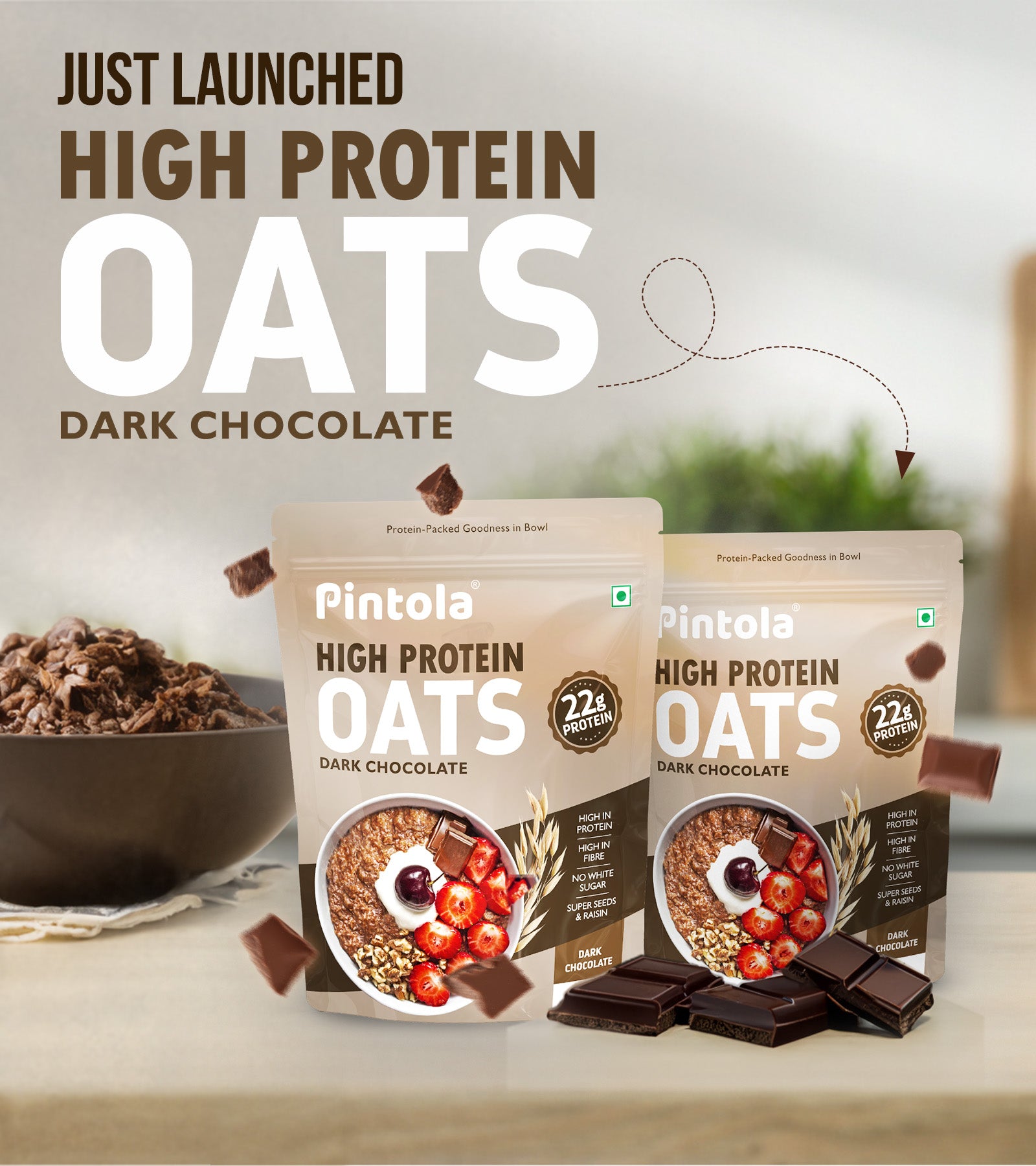 High Protein Oats, 2 kg Dark Chocolate Oats